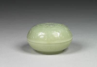 图片[2]-Jade round box carved with Indian lotus scrolls, Qing dynasty (1644-1911)-China Archive